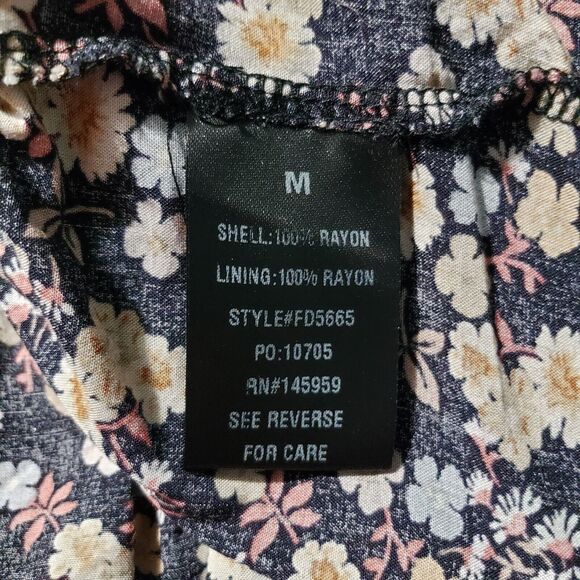 Dress Forum Los Angeles Floral Spaghetti Strap Dress Women's Medium Navy Mini - Picture 6 of 9